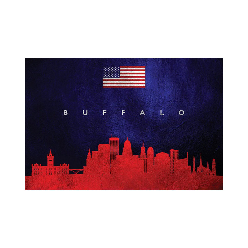 Buffalo New York Skyline by Adrian Baldovino - Wrapped Canvas Print, 30.48 cm H x 45.72 cm W