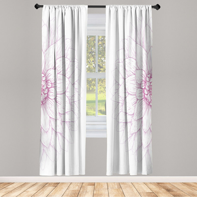 Microfiber Floral Semi-Sheer Rod Pocket Curtain Panels, 28" W x 63" L, Purple