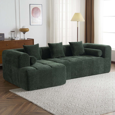 Canapé modulaire de 101,2 po avec canapé à compression complète et canapé modulaire avec siège profond et deux poches latérales pour le salon