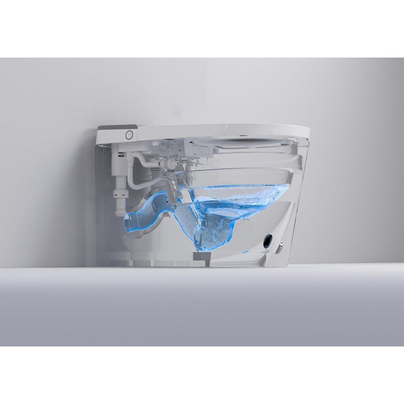 MEJE Simple and Elegant One Piece Smart Toilet, Heated Bidet with Dryer and Warm Water, Auto Flush, Auto Open and Close, with Remote Control, Night Light, White