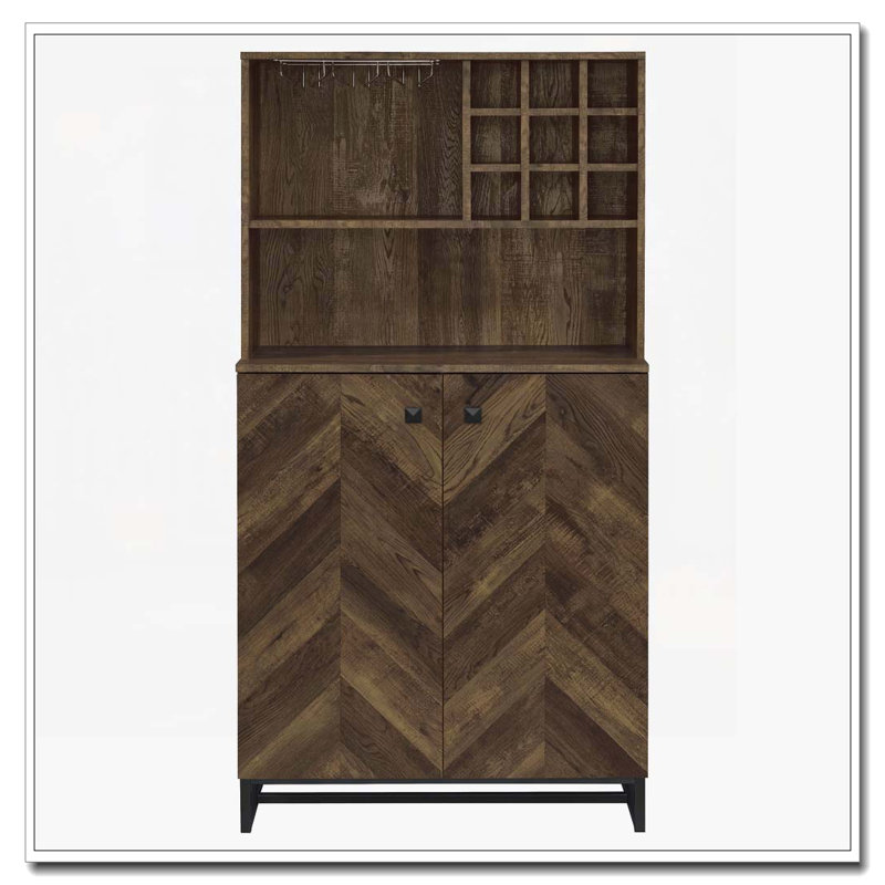 Harlie Rustic Oak 2-doors Wine Cabinet