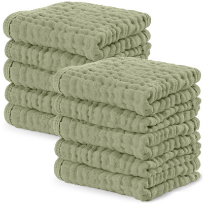 Comfy Cubs Muslin Baby Washcloths - Soft 6-Layer Cotton Wash Cloths for Sensitive Skin - 10"x10" Large, Gentle, Absorbent Infant Essentials