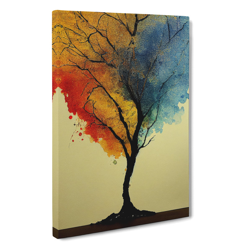 Solo Watercolour Tree - Wrapped Canvas Print, 50cm H x 35cm W x 3cm D