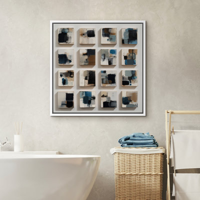 Reproduction d'art contemporain sur toile encadrée à panneaux multiples de style contemporain contemporain