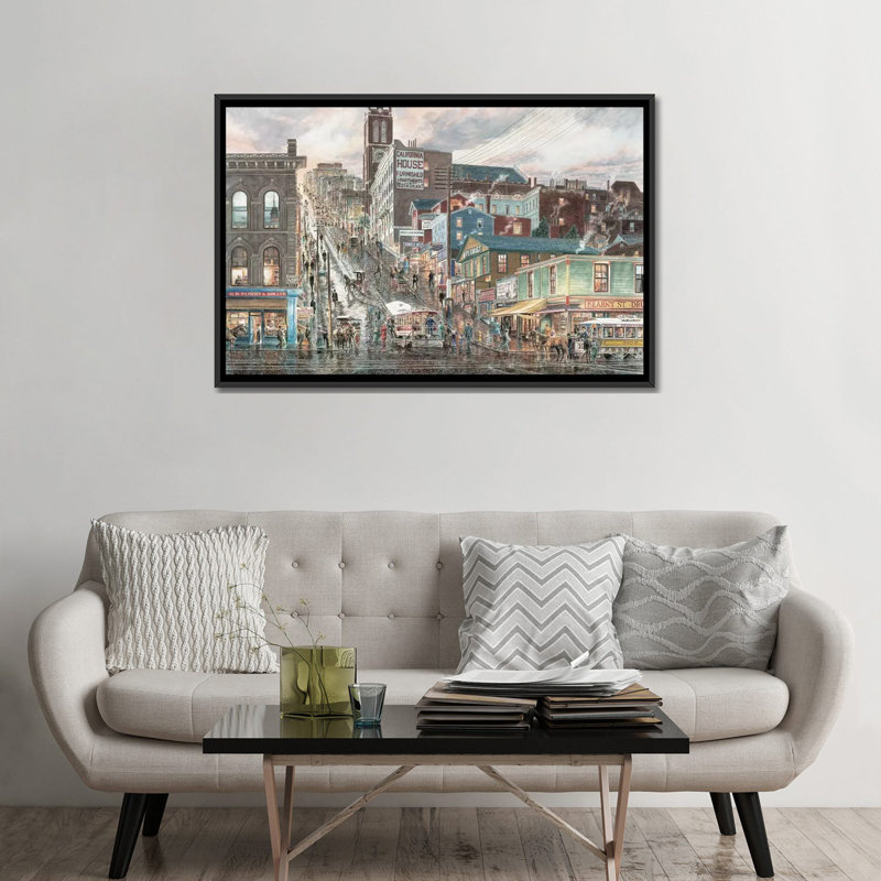 « kearny st. san francisco » par reproduction d’art sur toile Stanton Manolakas, H 40 po x l 60 po x P 1,5 po, Pas de tapis