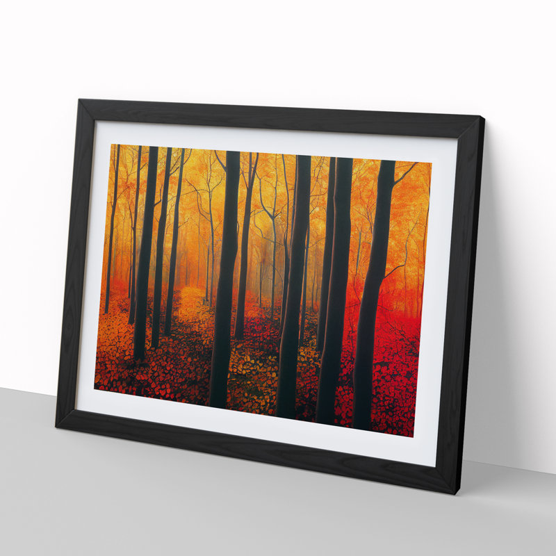 XH1022-8858X Terrific Autumn Forest - Single Picture Frame Print, Black Framed, 46cm H x 64cm W x 2cm D