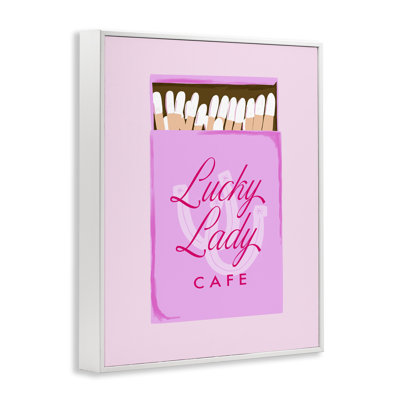 Lucky Lady Cafe Matchbox, giclée encadrée, design par Cherrywood Lane