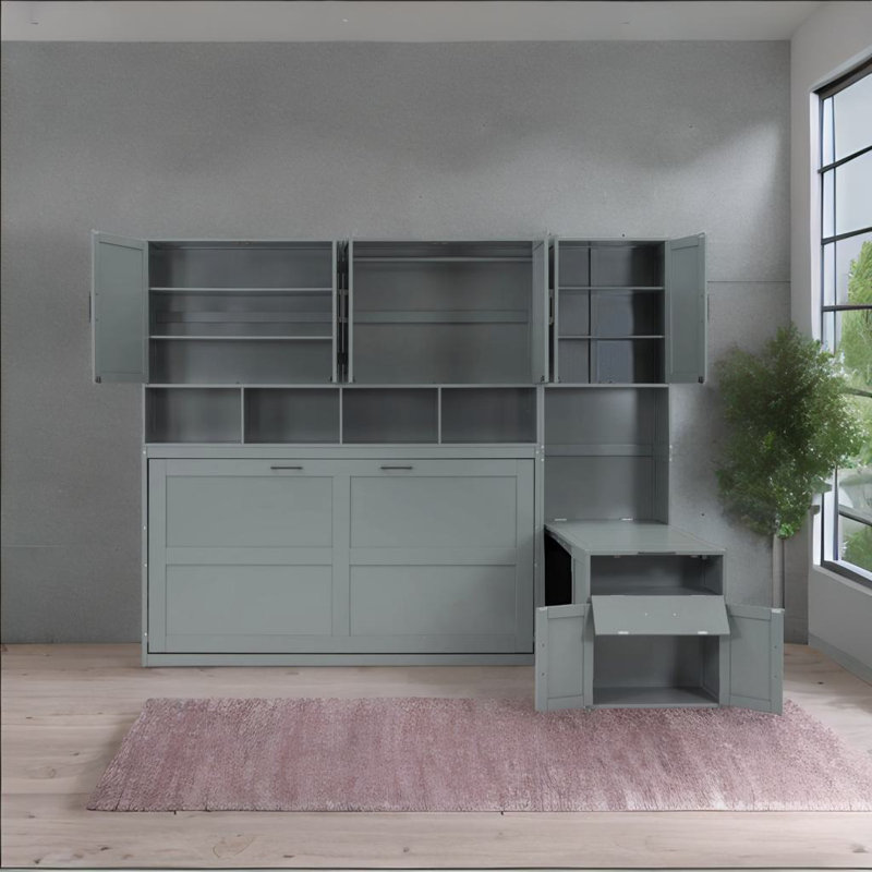 Twin Size Murphy Bed, Gray