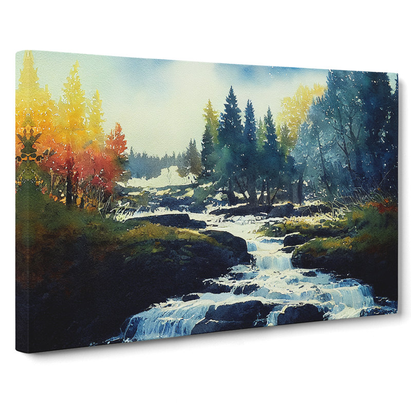 Autumn Forest Stream Vol.1 - Wrapped Canvas, 35cm H x 50cm W x 3cm D