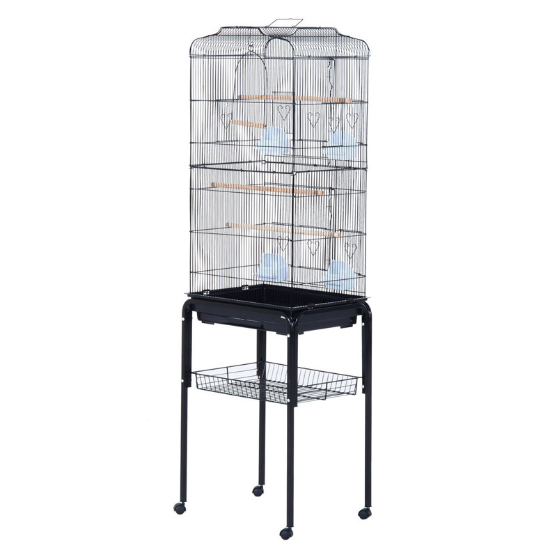 Guadalupe 153cm Flat Top Floor Bird Cage with Wheels, Black