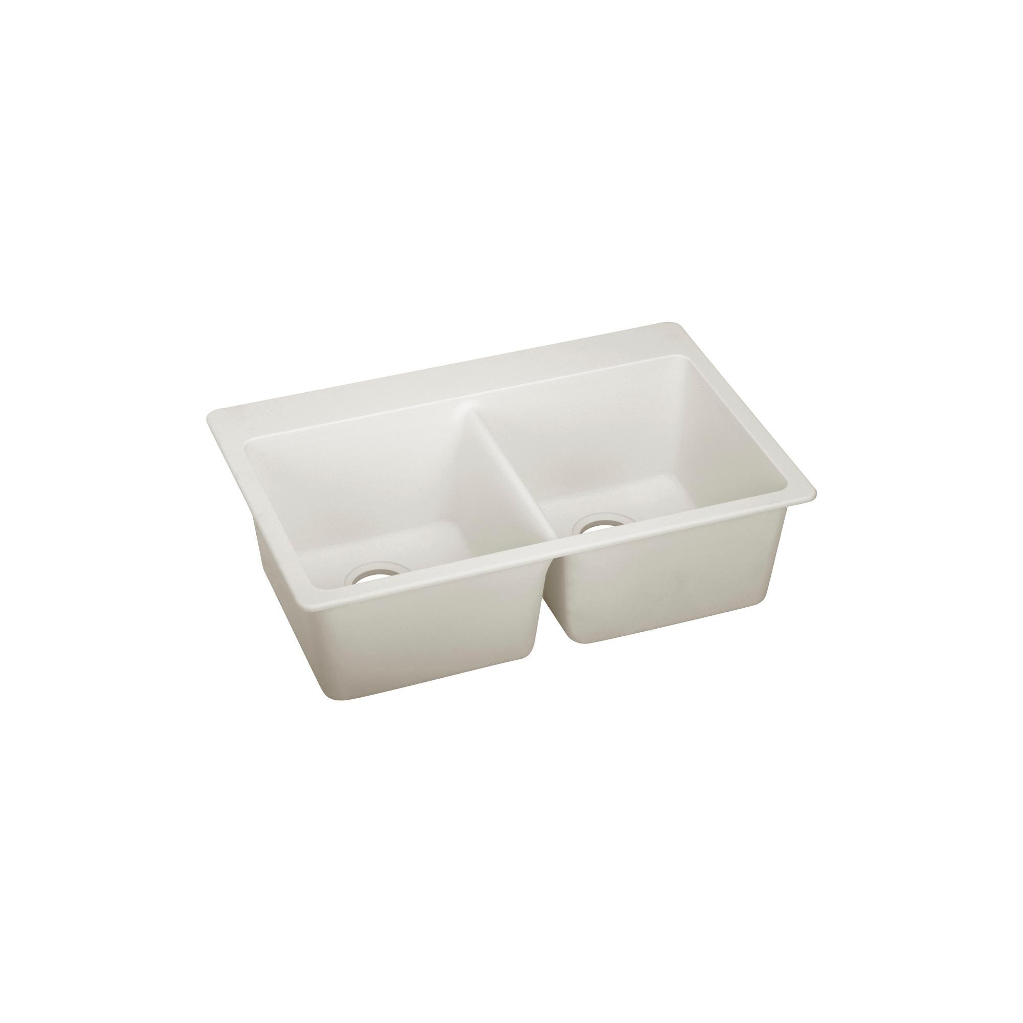 Quartz Luxe 33" L x 22" W Double Basin Drop-in Kitchen Sink, Ricotta