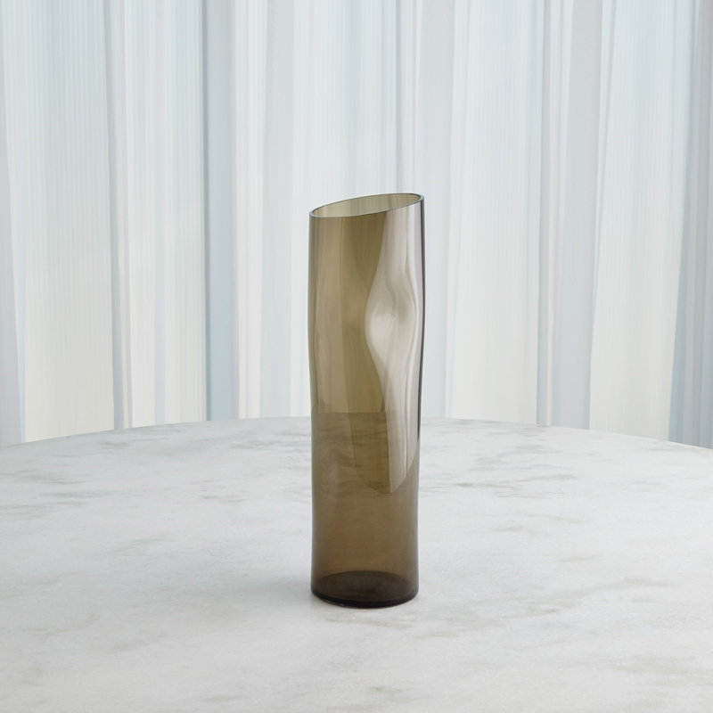 Dimple Handcrafted Glass Table Vase, 17.25" H x 5" W x 5.5" D, Brown