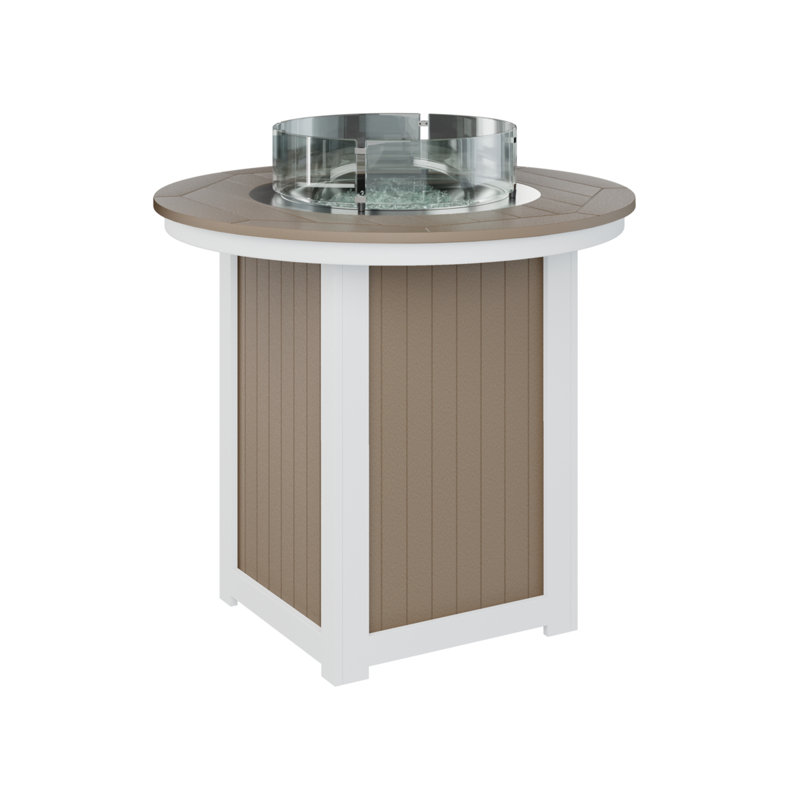 Foyer de table avec barre ronde 44 po Berlin Gardens Donoma, H 38,87 po x l 44 po x P 44 po, Bois vieilli