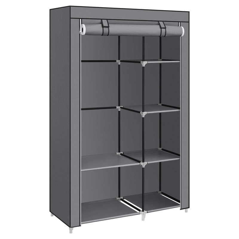 Aliyiah 105cm Portable Wardrobe, Grey