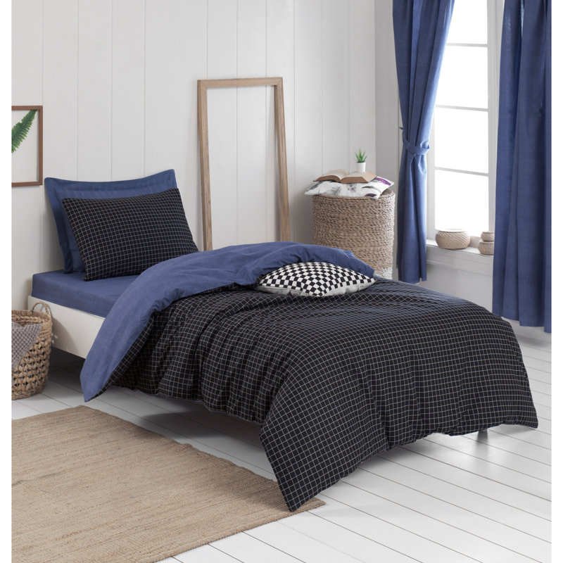Ensemble de housse de couette 100% coton Dunlan, Housse de couette 63 "x 87" + 1 taie d'oreiller st