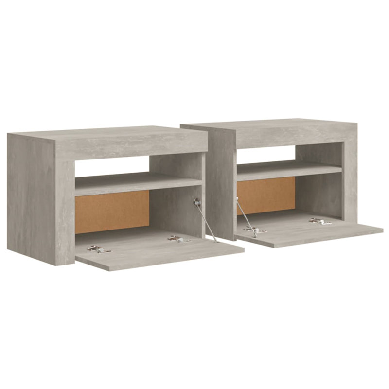 Aamirah 60cm W Manufactured Wood Bedside Table, Concrete Grey
