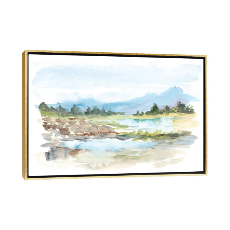 Reproduction d’art « Mountain Watercolor IV » par Ethan Harper, Pas de tapis, H 40 po x l 60 po x 1,5 po, Toile encadrée d'or