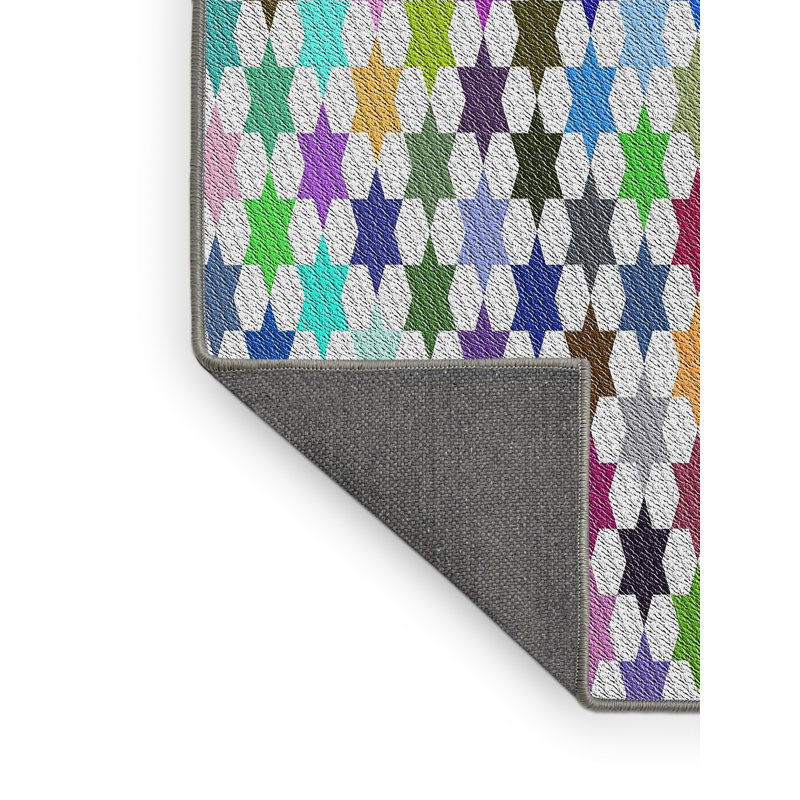 Tapis gris/vert/rouge à motifs, Rectangle 2 pi x 4 pi
