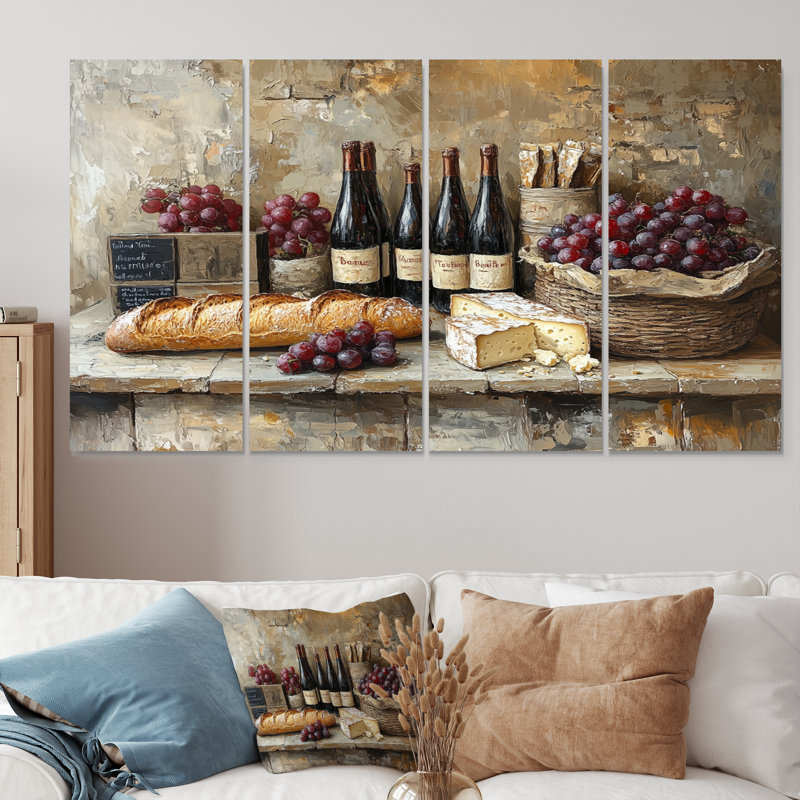 French Cafe Baguette Et Fromage I - Ensemble de décorations murales French Cafe, H 28 po x l 48 po