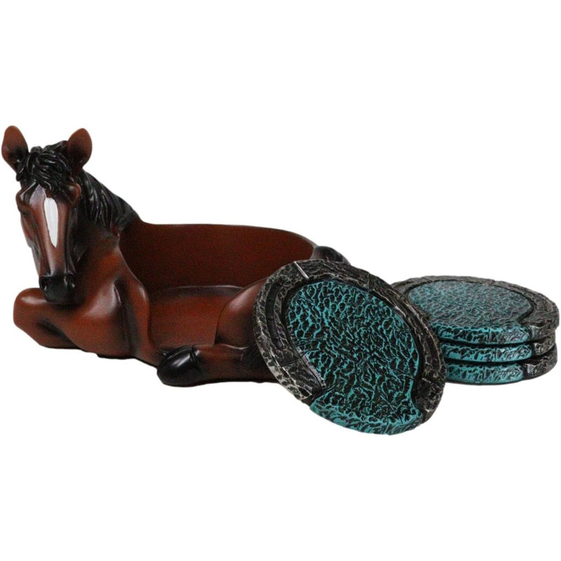Ensemble de dessous-de-plat rustique brun et cheval
