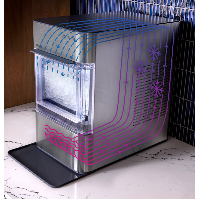GE-Profile-Opal-2-0-Ultra-Nugget-Ice-Maker-with-Scale-Inhibiting-Filter-XPIO23SWBB, Stainless Steel