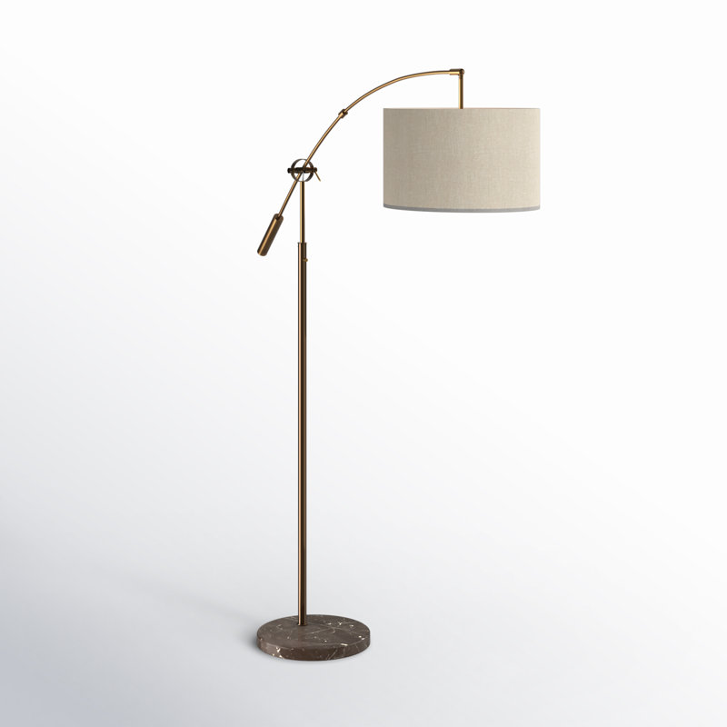 Kata 81'' Arched Floor Lamp, Antique Brass, Cream