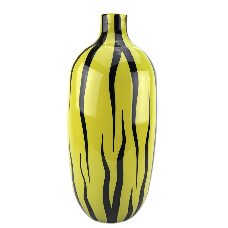 Zebra Handmade Glass Table Vase, 19.5" H x 8" W x 8" D