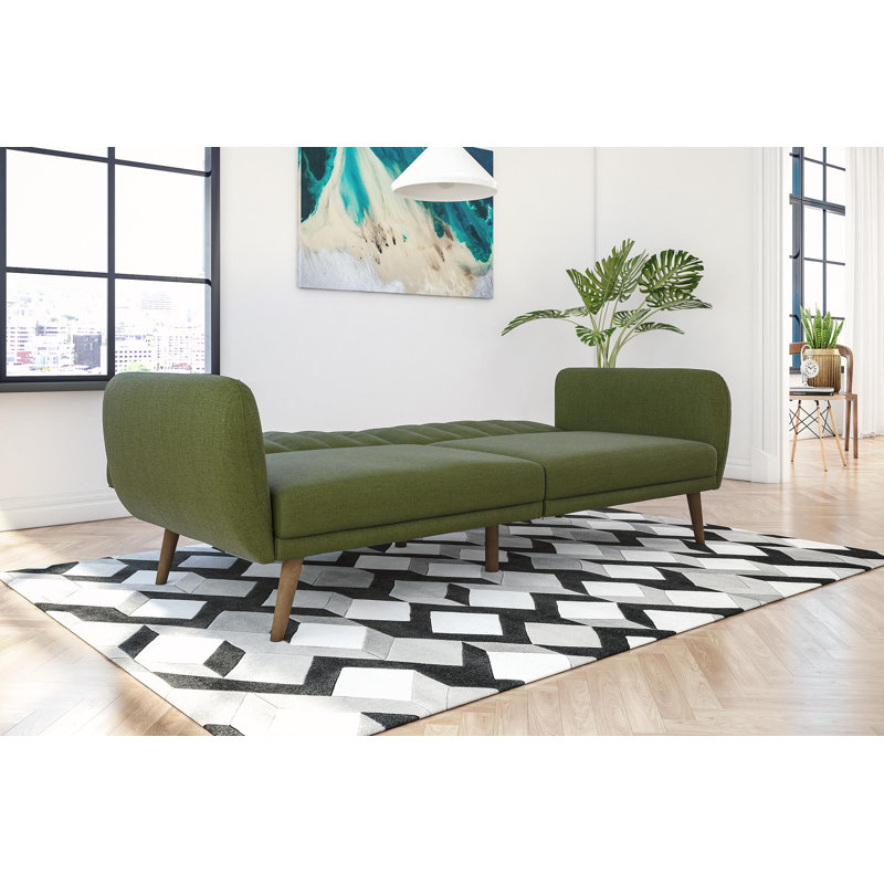 Novogratz Brittany 81.5" Round Arm Futon Chair, Green Linen