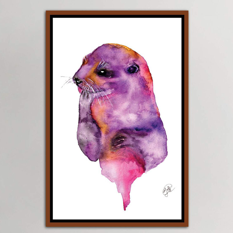 Loutre, art sur toile, Toile avec cadre en bois brun, H 48 po x l 32 po x P 1,5 po