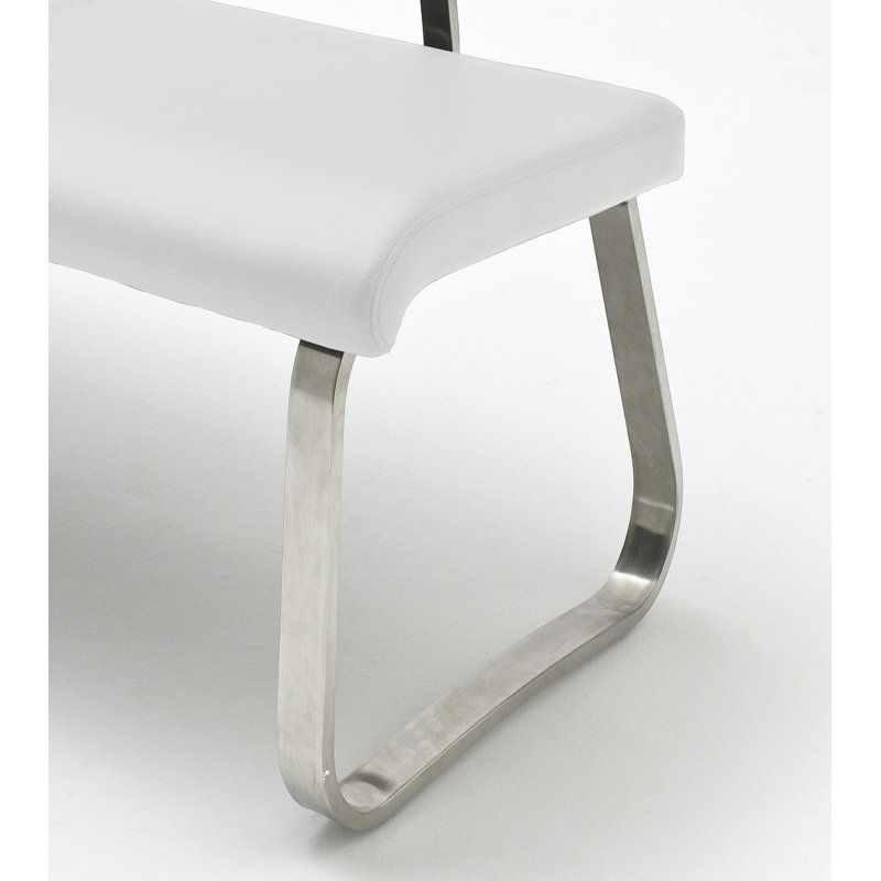 Swarthofthi Genuine Leather Upholstered Bench, 86cm H x 175cm W x 59cm D, White
