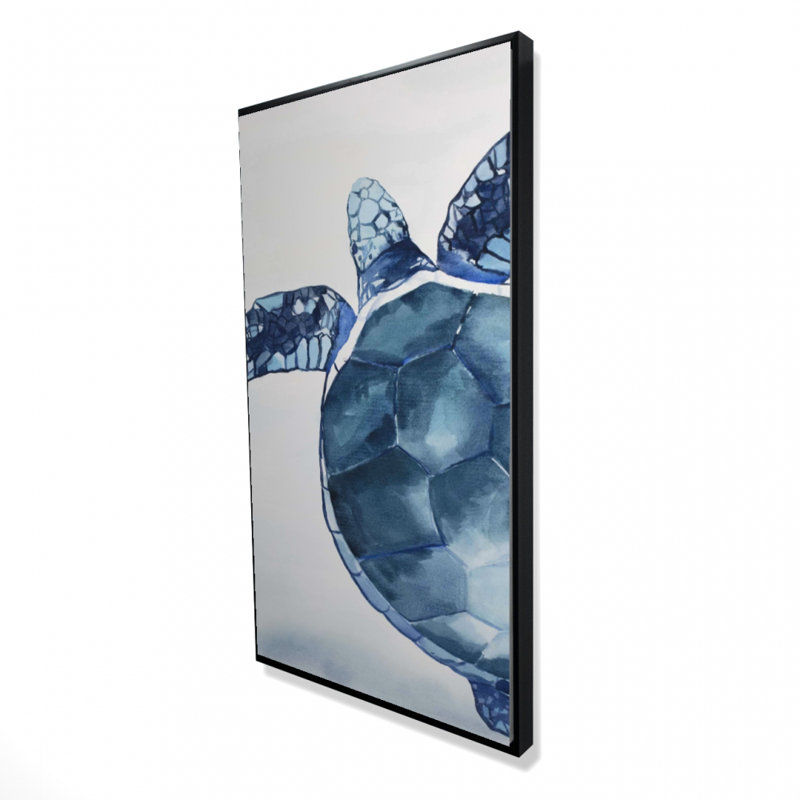 Watercolor Blue Turtle Print On Canvas, H 48 po x l 36 po