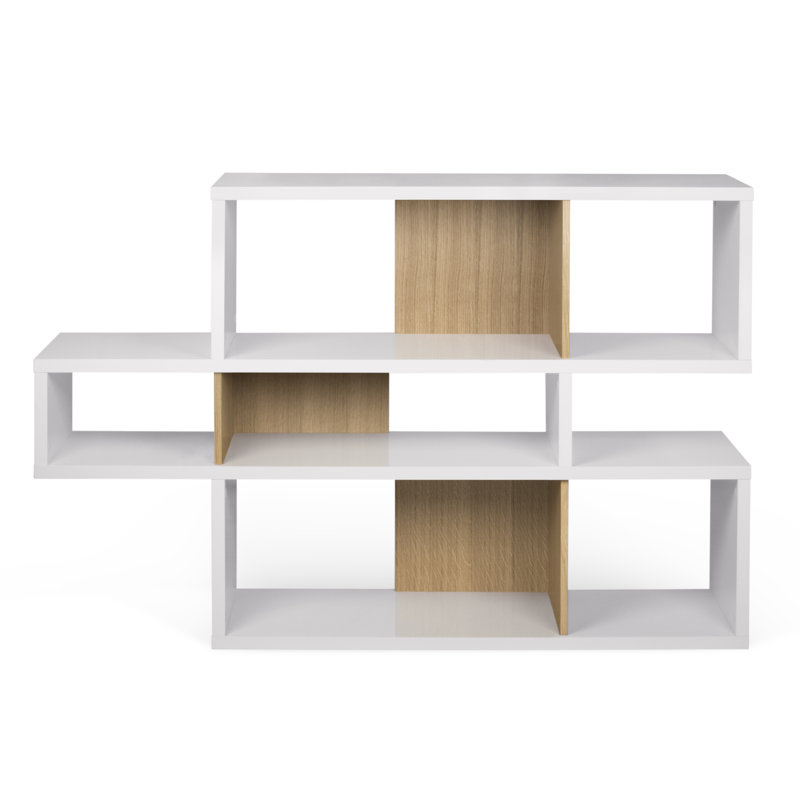 Geometric Bookcase, Matte White / Oak