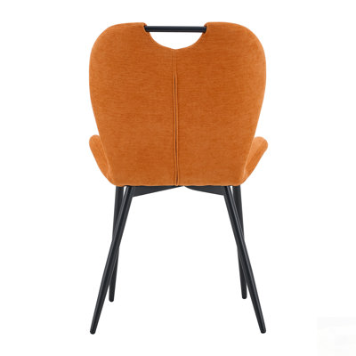 Comfortable Fabric Dining Chairs with Integrated Handle, Metal Frame, and Adjustable Feet for Versatile Use