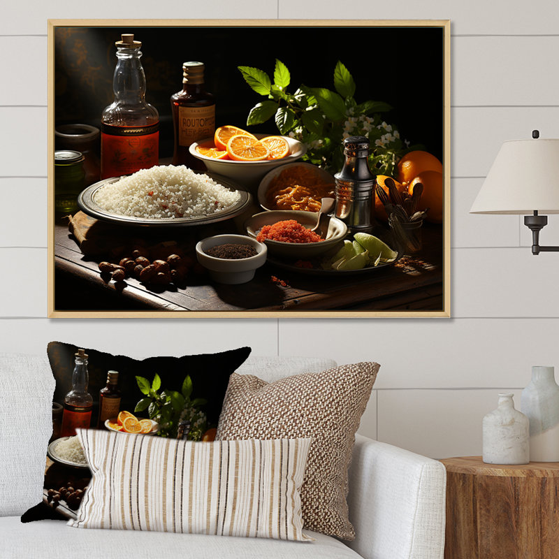Aroma Cuban Food Impression - Art mural sur toile, Cadre flottant blanc, H 12 po x l 20 po