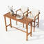 Ensemble de salle à manger rustique 3 pièces avec table et coussins en bois d'acacia Ziven-124955586