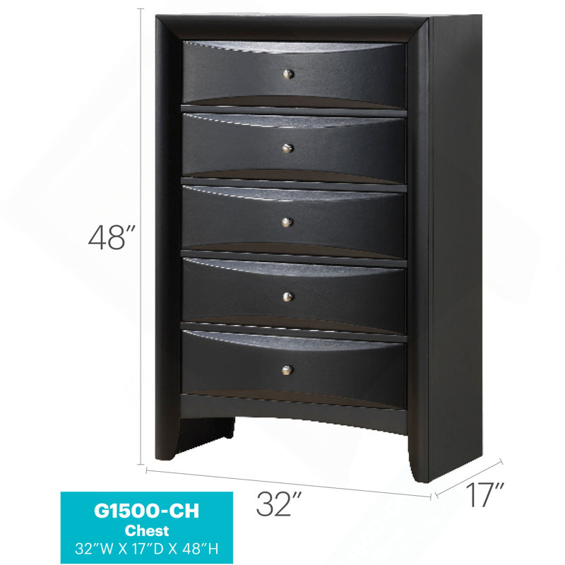 Vertical Chest With Curved Drawer Design, Black
