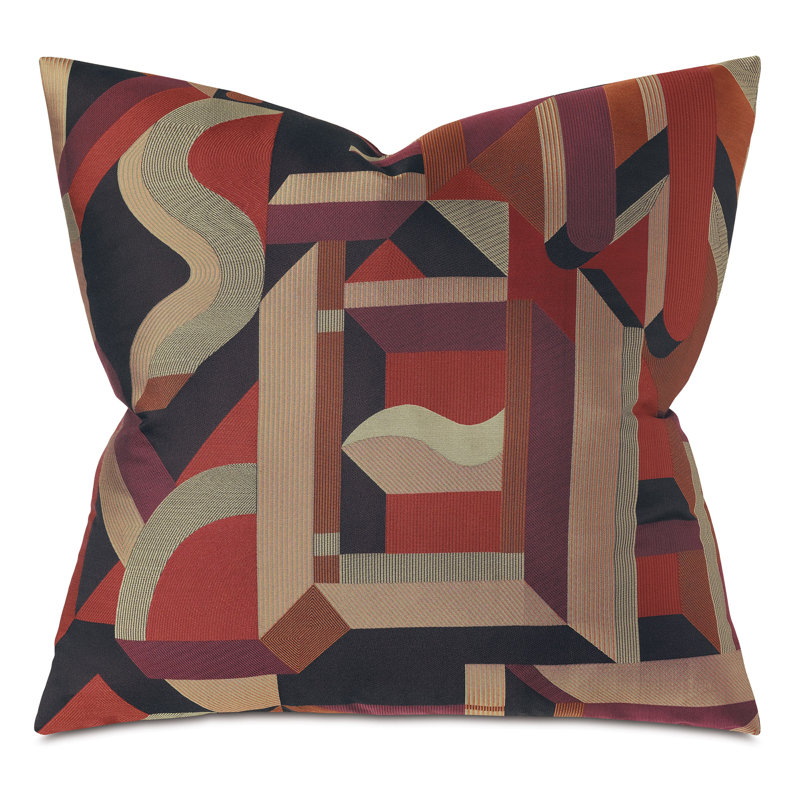 Abstract Polyester Blend Reversible Throw Pillow
