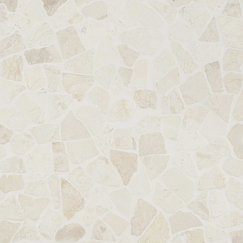 Nature 12x12 Tumbled Pebble Tumbled Mosaic Tile, Lovina White
