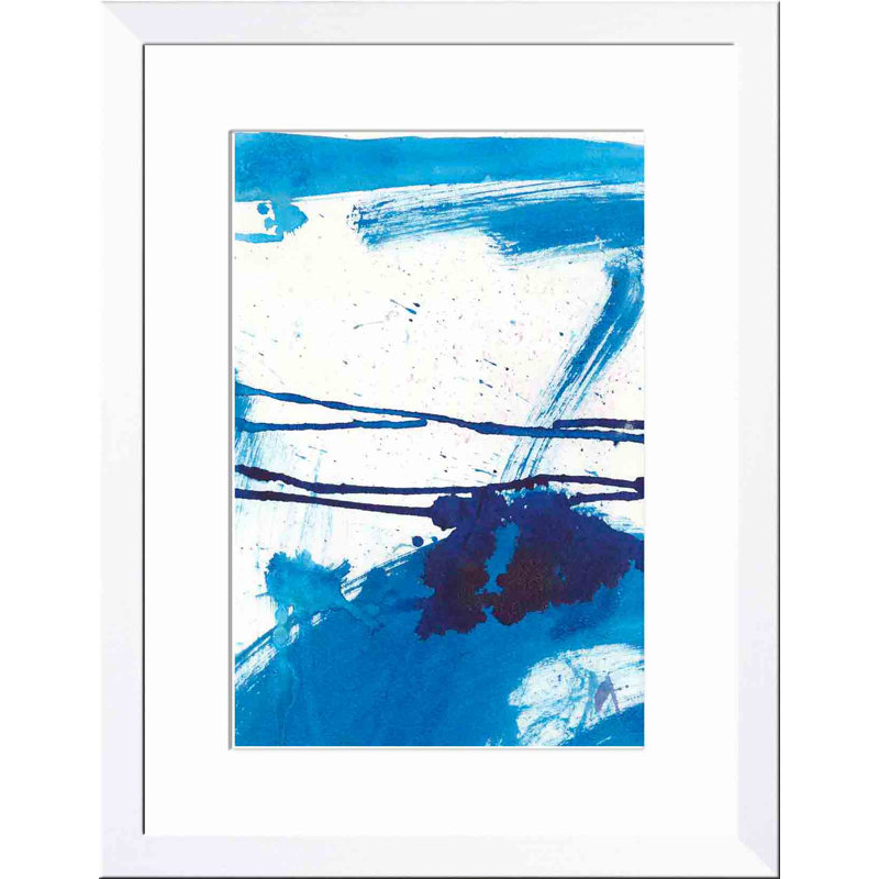 «Blue Mystic I» par Joyce Combs - peinture encadrée, Blanc, H 32 po x l 48 po