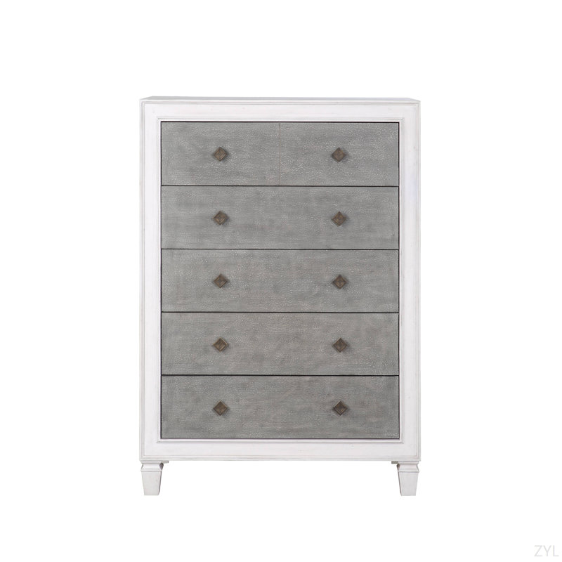 Commode rustique gris et blanc vieilli