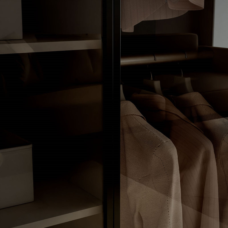 4 Door Wardrobe, Beige/Matte Black