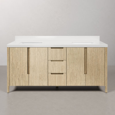 Trayshawn 72 po Meuble-lavabo double en marbre Whitebrook