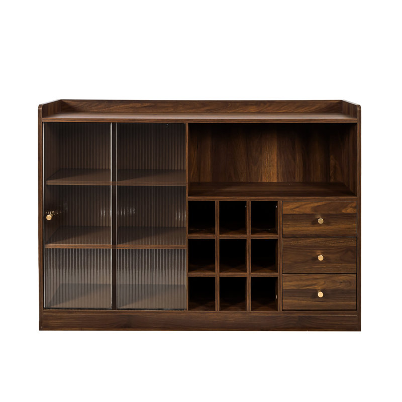Armoire décorative avec 2 portes coulissantes en verre rayé