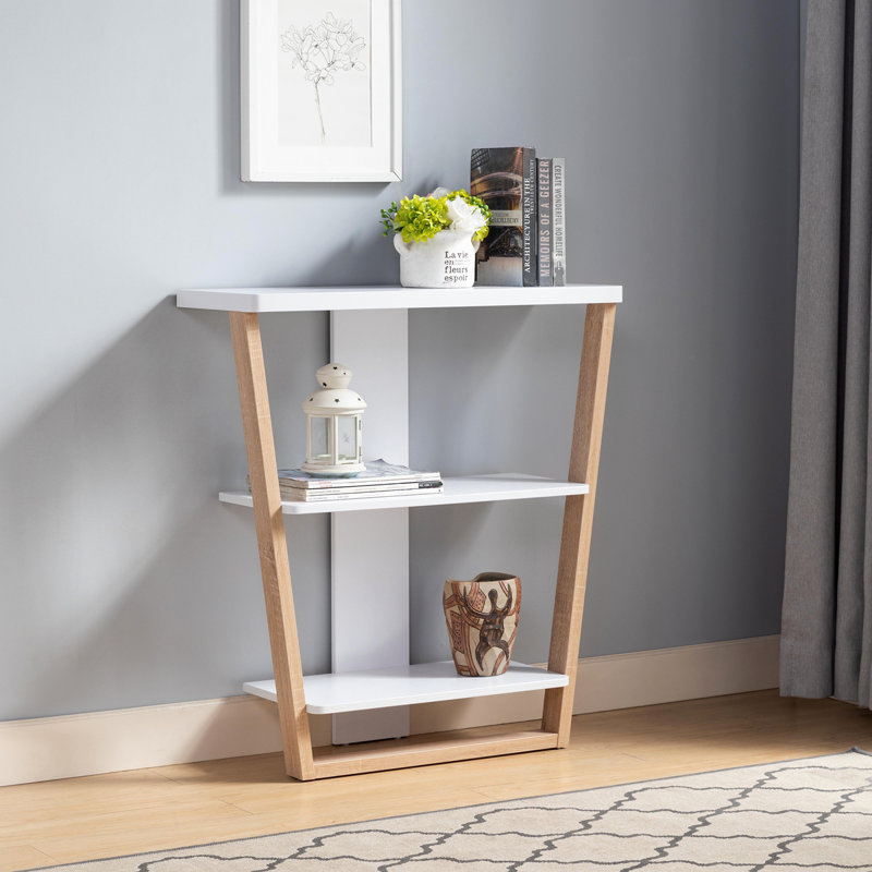 Console contemporaine avec trois tablettes ouvertes