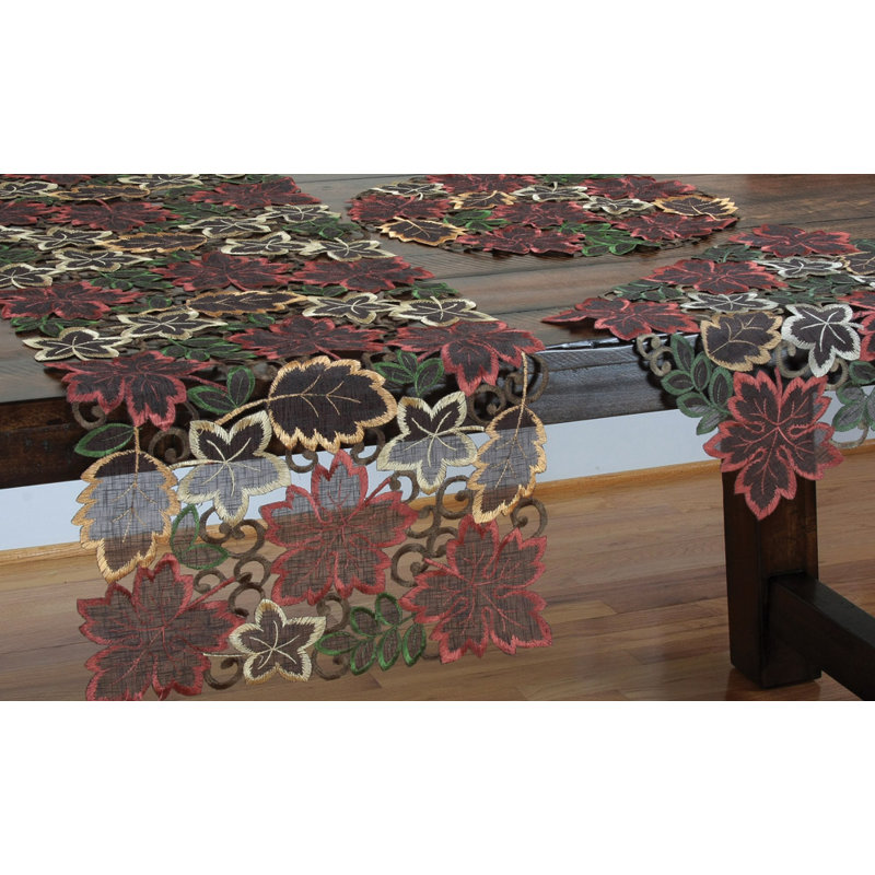Amryis Embroidered Cutwork Harvest Table Runner, 34" L x 16" W