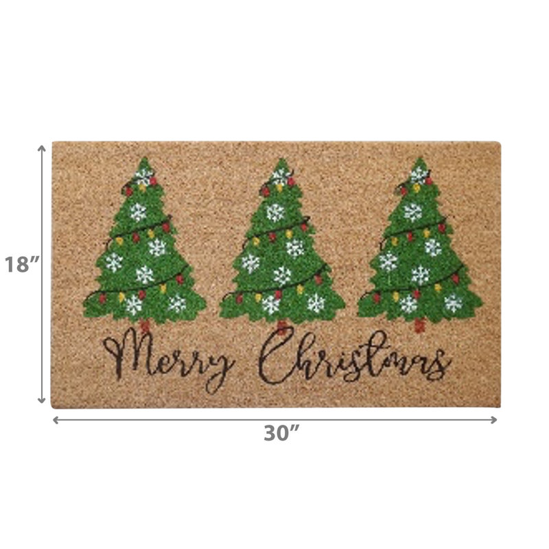 Tapis de porte en fibre de coco (Merry Christmas - Arbre)