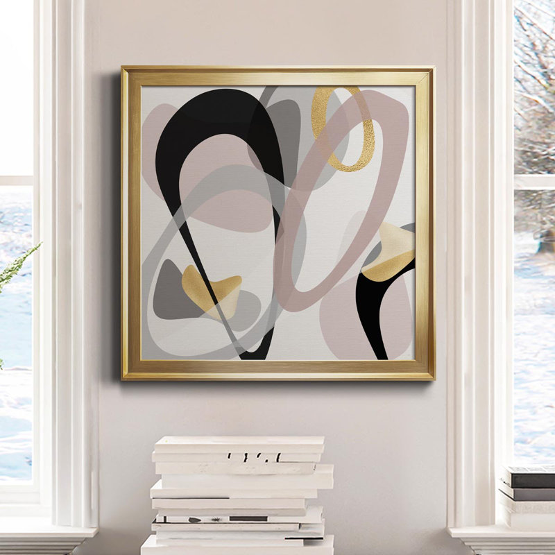 " Tumbled Golden II ", Gold Framed Canvas, 28" H x 28" W x 1" D