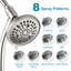 Ensemble de douche à double pommeau haute pression, pommeau de douche effet pluie avec douchette à main, barre de douche coulissante de 66 cm sans perçage, flexible de 1,5 m et inverseur à 3 voies, fini nickel brossé, robinetterie non incluse-134490934