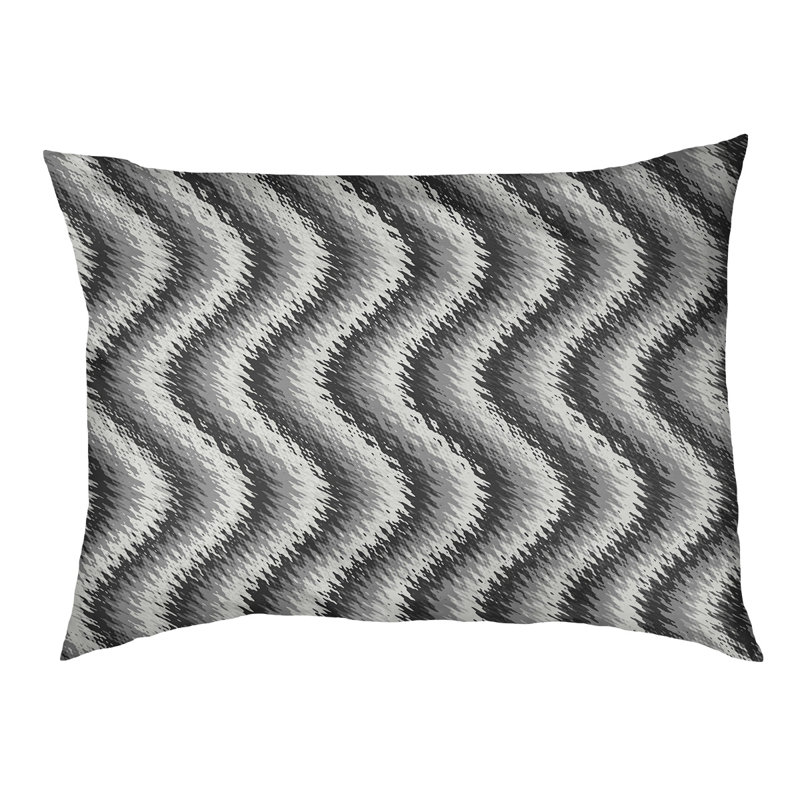 Oreiller pour chien à rayures ondulées pastel Campion, Moyen (L 29,5 po x P19,5 po x H 9,5 po), Noir / Blanc / Gris