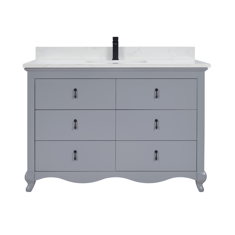 48" Solid Wood Sink Vanity  With 1' Artificial Stone Top, Cadet